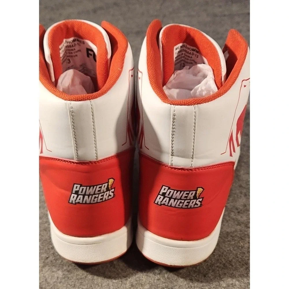 FUN Power‎ Rangers Red Ranger Shoes Mens Size 13 Red White High Top Sneakers